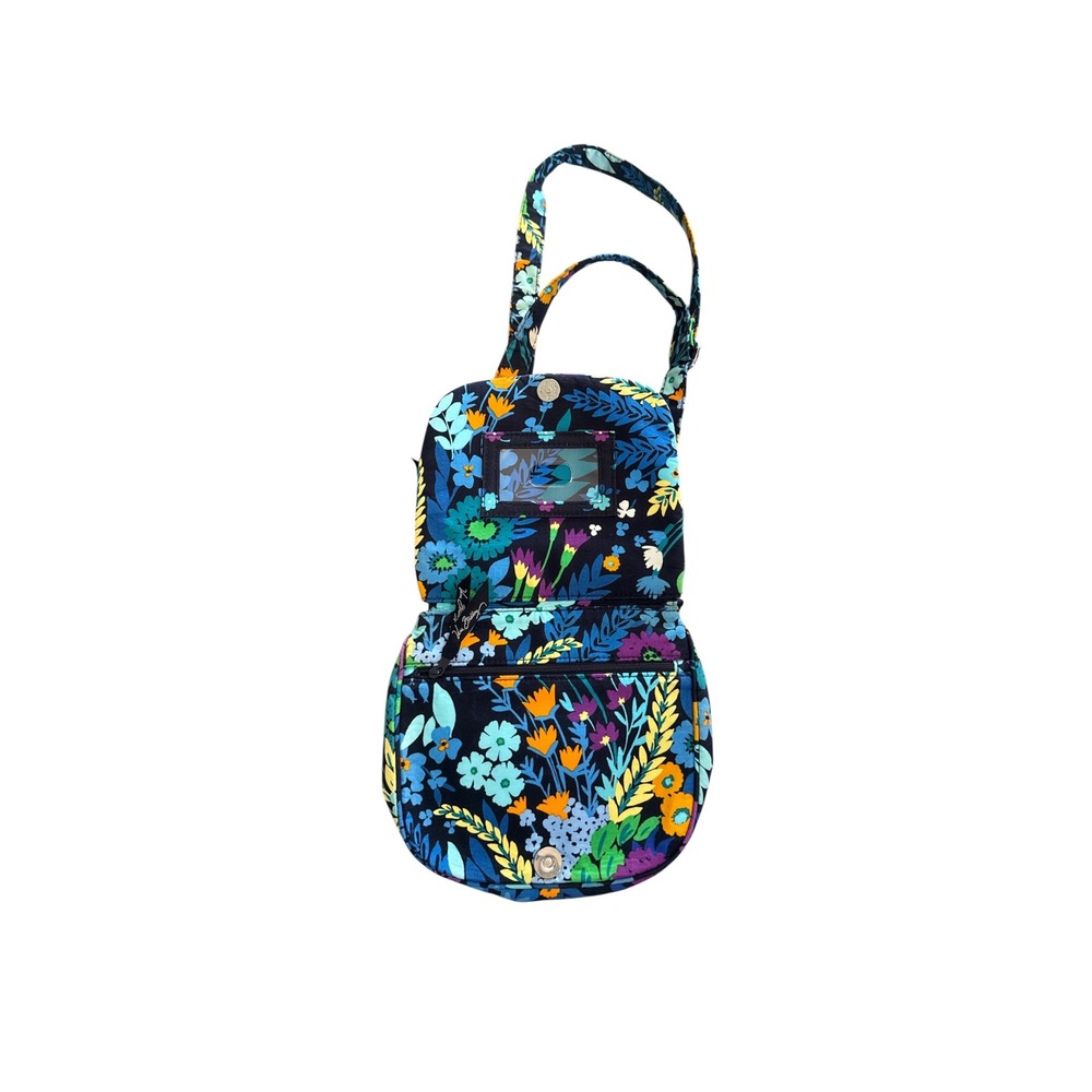 Vera Bradley Midnight Blues Floral Quilted Cotton Crossbody Bag with ID‎ Window - Picture 3 of 5
